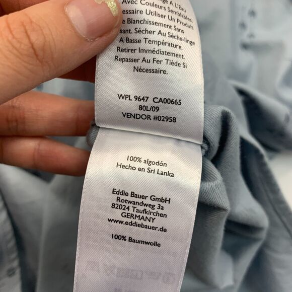 Eddie Bauer Shirt Mens L Large Iron Blue Button Down Classic Fit Printed Cotton - Picture 9 of 13